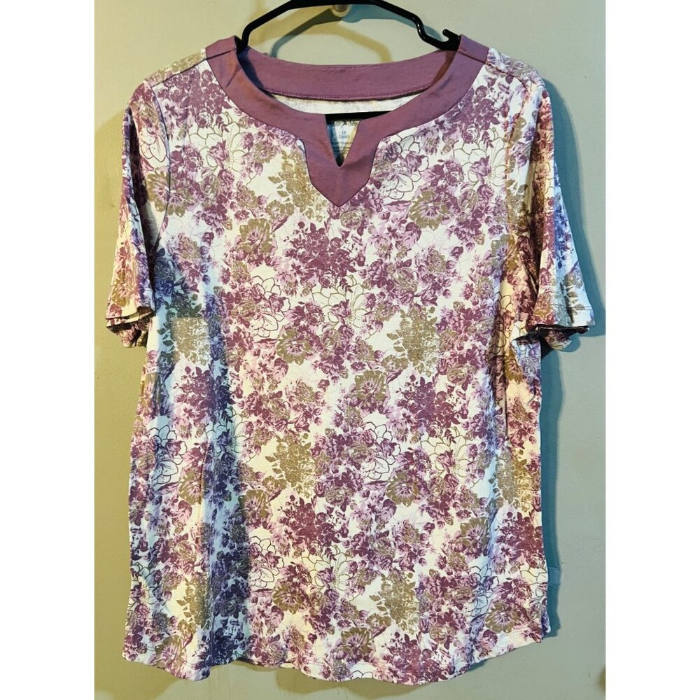 White Stag Women's Floral Print Top Cotton Blend Size 16W